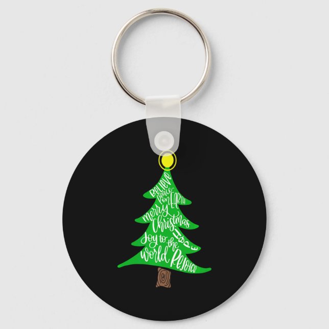 Chaveiro Merry Christmas Tree Tygraphy For Men Women Kid  (Frente)