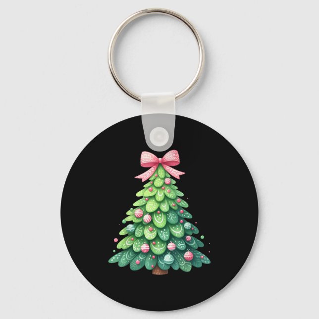 Chaveiro Merry Christmas Tree With Coquette Bow Xmas Holida (Frente)
