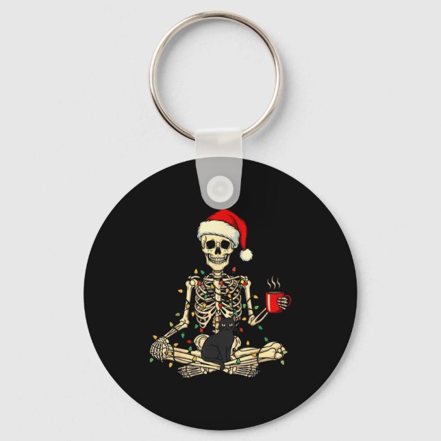 Chaveiro Merry Christmas Xmas Skull Skeleton Funny Matching (Frente)