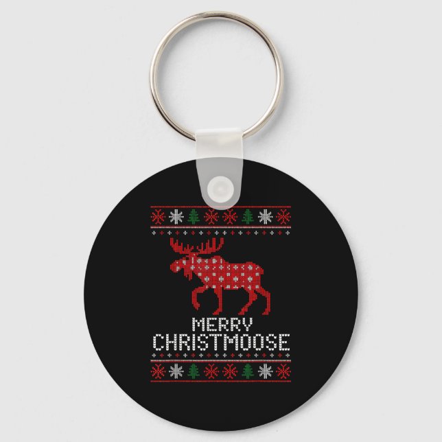 Chaveiro Merry Christmoose Funny Christmas Moose Sweater An (Frente)