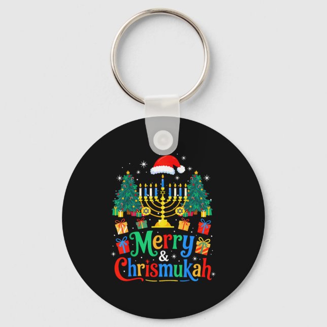 Chaveiro Merry Christmukkah Hanukkah Christmas Tree Xmas Fa (Frente)