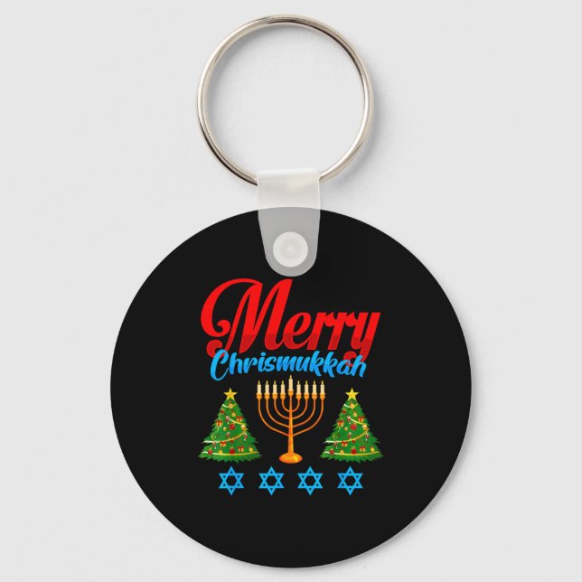 Chaveiro Merry Christmukkah Jewish Xmas Christmas Hanukkah  (Frente)