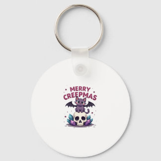 Chaveiro Merry Creepmas Cat Pastel Goth Christmas Skull T-S