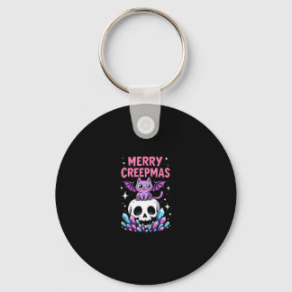 Chaveiro Merry Creepmas Cat Pastel Goth Christmas Skull T-S