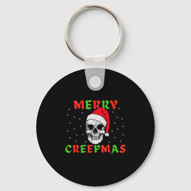 Chaveiro Merry Creepmas Gothic Christmas Skeleton Skull In  (Frente)