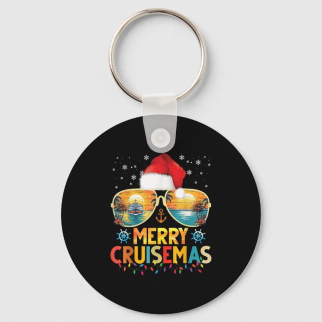 Chaveiro Merry Cruisemas Santa Hat Retro Cruise Ship Christ (Frente)