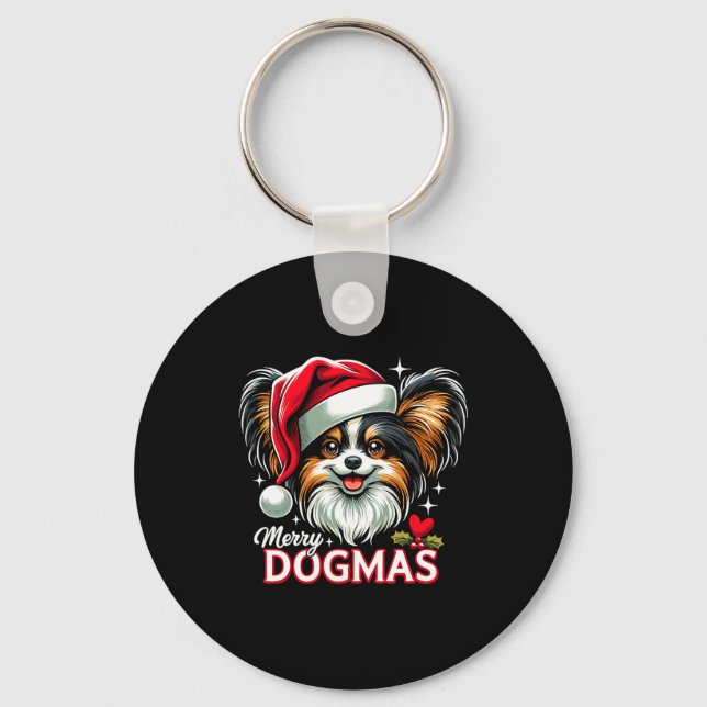 Chaveiro Merry Dogmas Christmas Pallon Dog Santa Hat Xmas C (Frente)