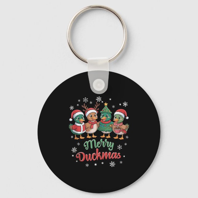 Chaveiro Merry Duckmas – Funny Christmas Ducks Holiday Desi (Frente)