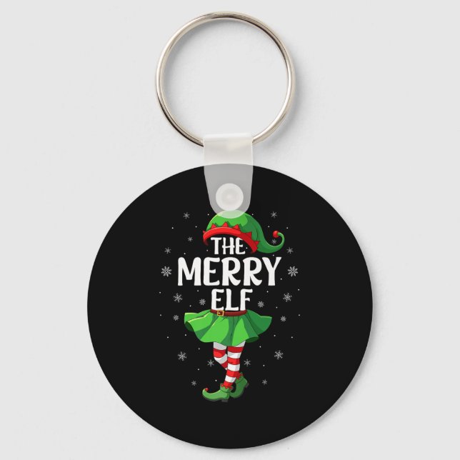 Chaveiro Merry Elf Christmas Girls Women Elf Squad Xmas Fam (Frente)