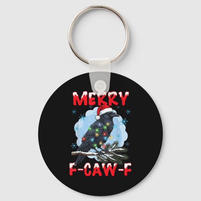 Chaveiro Merry F-caw-f Crow Christmas Snowflake Xmas Lights (Frente)