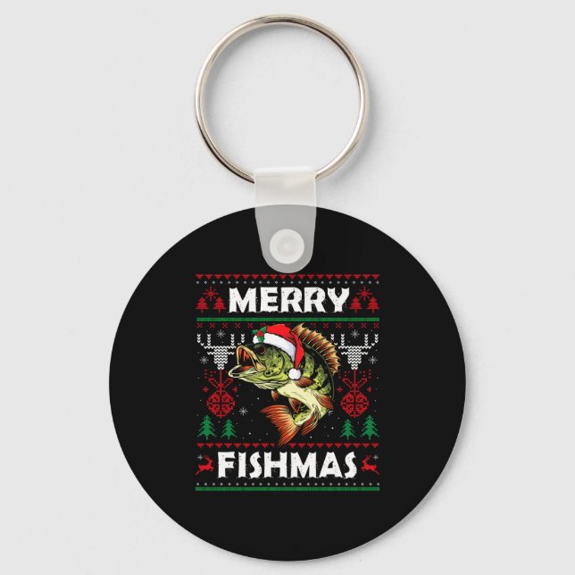 Chaveiro Merry Fishmas B Fish Fishing Christmas Ugly Sweate (Frente)