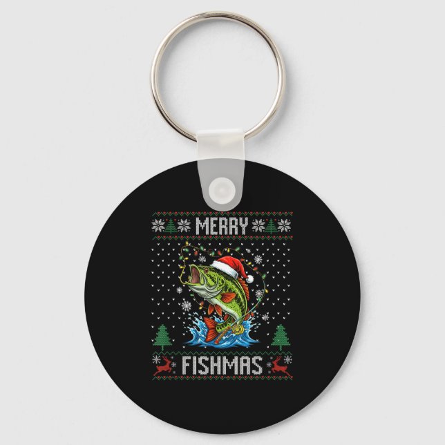 Chaveiro Merry Fishmas B Fish Fishing Christmas Ugly Sweate (Frente)