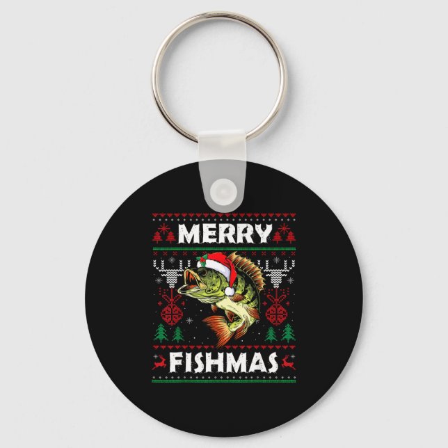 Chaveiro Merry Fishmas B Fish Fishing Christmas Ugly Sweate (Frente)
