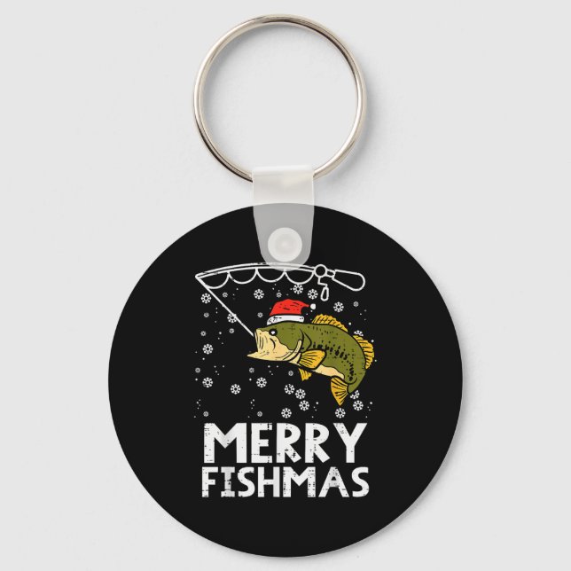 Chaveiro Merry Fishmas Fish Fishing Xmas Christmas Dad Men  (Frente)