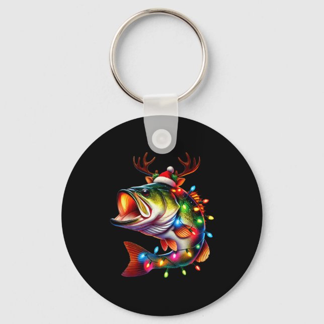 Chaveiro Merry Fishmas Santa Fishing Lovers Funny Fisherman (Frente)
