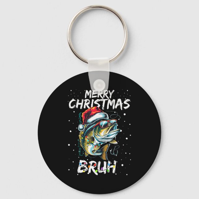 Chaveiro Merry Fishmas Santa Fishing Lovers Funny Fisherman (Frente)