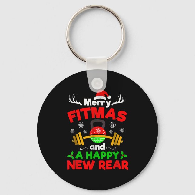 Chaveiro Merry Fitmas And A Happy New Year  (Frente)