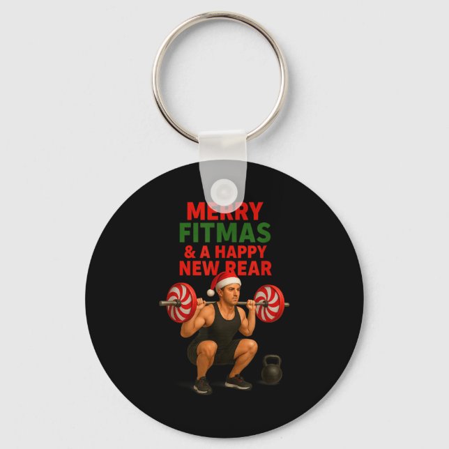 Chaveiro Merry Fitmas Christmas &amp; A Happy New Rear Year (Frente)
