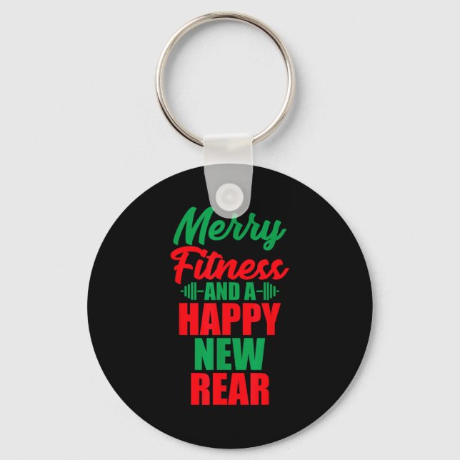 Chaveiro Merry Fitness And A Happy New Rear Funny Christmas (Frente)