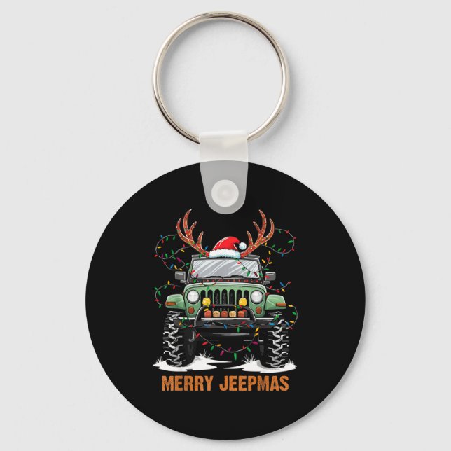 Chaveiro Merry Jeepmas Christmas Xmas Santa Reindeer Men Bo (Frente)