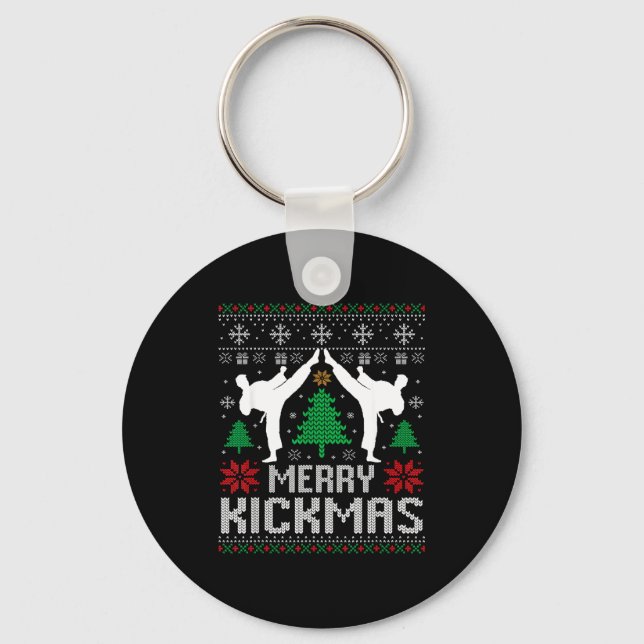 Chaveiro Merry Kickmas Karate Jiu Jitsu Ugly Christmas Xmas (Frente)