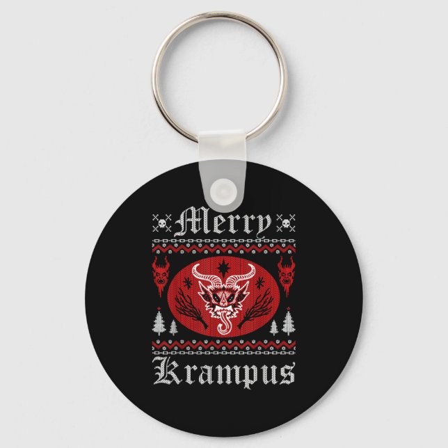 Chaveiro Merry Krampus Christmas Xmas Horror Ugly Sweater E (Frente)