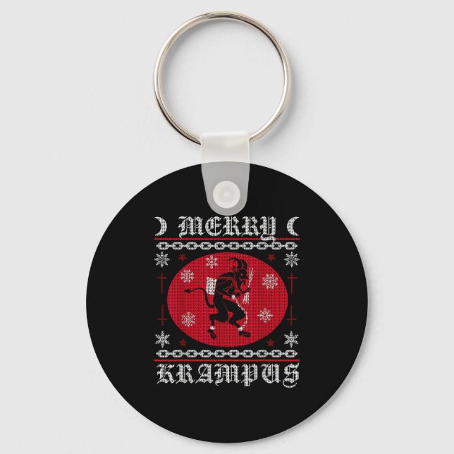 Chaveiro Merry Krampus. Goth Christmas Ugly Sweater. Krampu (Frente)