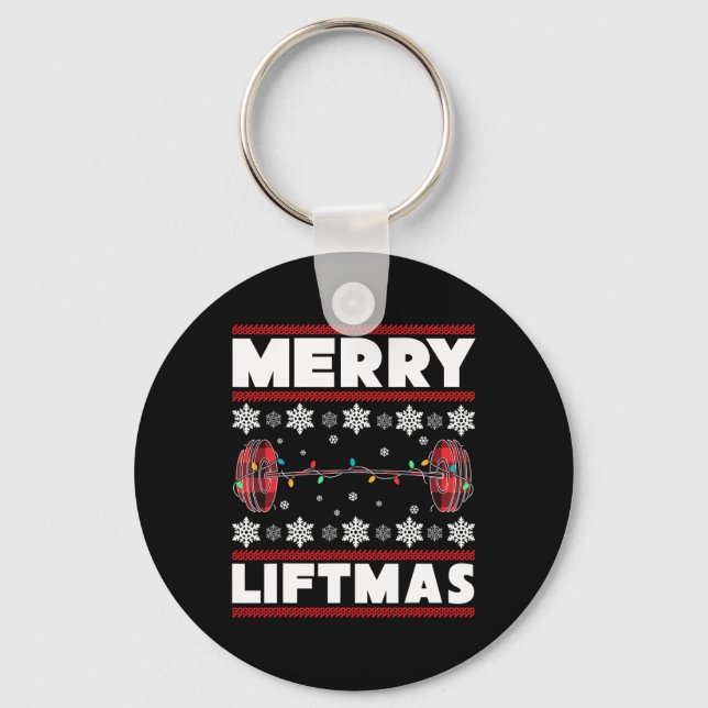 Chaveiro Merry Liftmas Fun Christmas Gym Workout Fitness Gi (Frente)