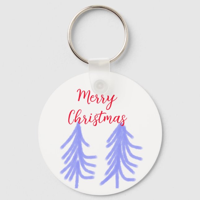Chaveiro Merry Natal - Pinheiros de pinheiros roxos (Frente)