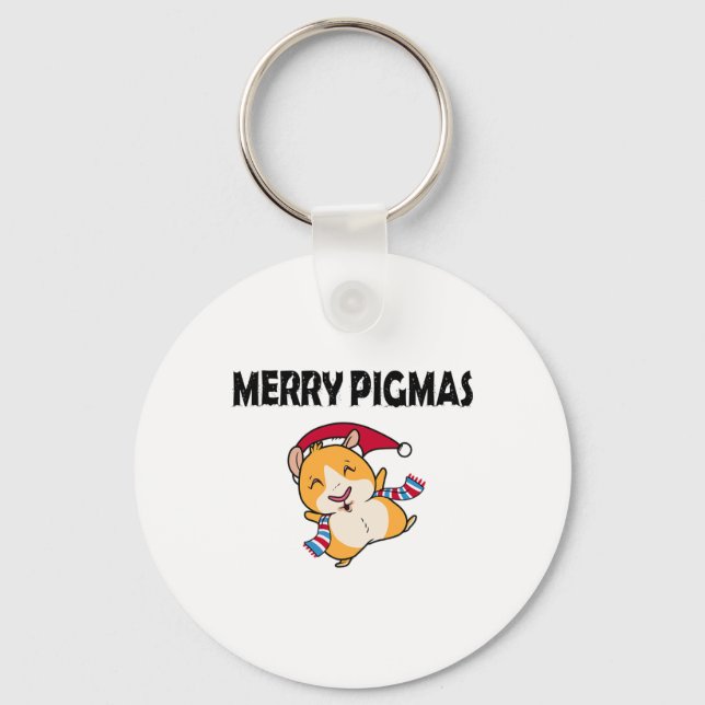 Chaveiro Merry Pigmas Face Mask Funny Guinea Pig Christmas  (Frente)