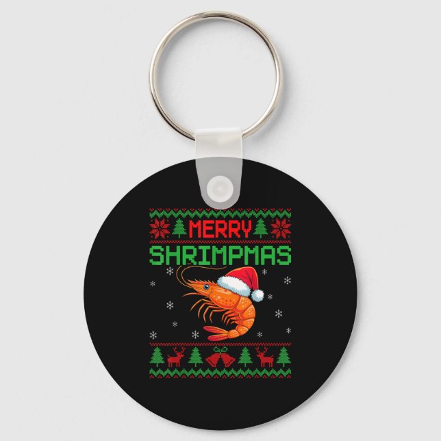 Chaveiro Merry Shrimpmas Funny Shrimp Ugly Christmas Sweate (Frente)