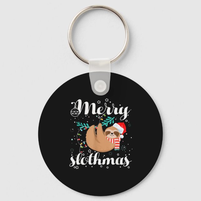 Chaveiro Merry Slothmas Christmas Pajama For Sloth Lovers  (Frente)