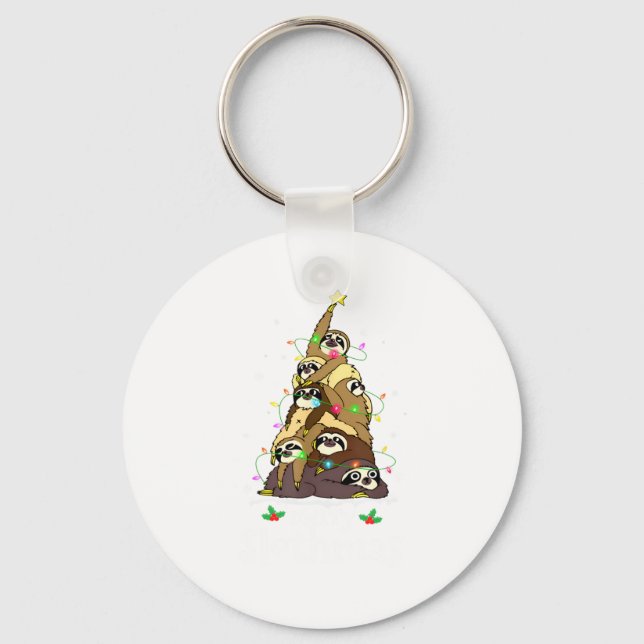Chaveiro Merry Slothmas Cute Xmas Sloth Santa Hat Christmas (Frente)