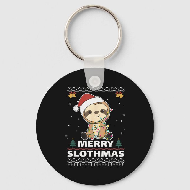 Chaveiro Merry Slothmas Funny Sloth Christmas Pun  (Frente)