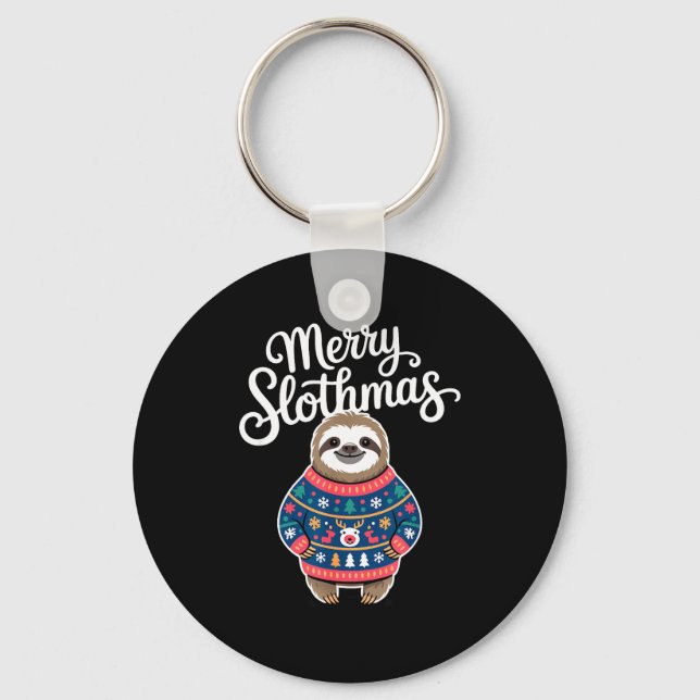 Chaveiro Merry Slothmas Sweater Funny Sloth Christmas Pajam (Frente)