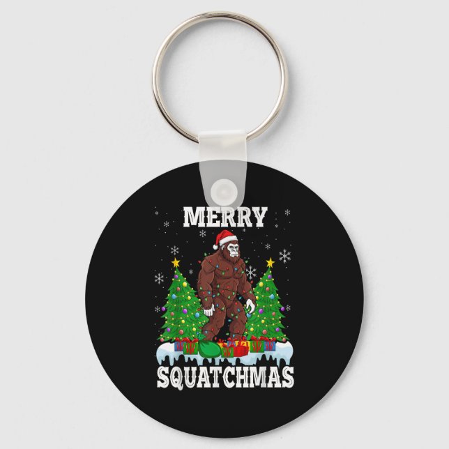 Chaveiro Merry Squatchmas Christmas Tree Santa Bigfoot Sasq (Frente)