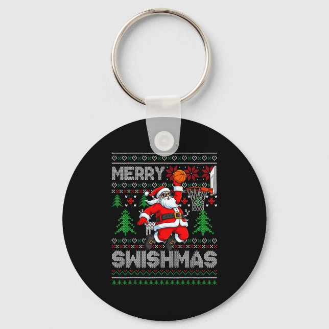 Chaveiro Merry Swishmas Basketball Ugly Christmas Santa Men (Frente)