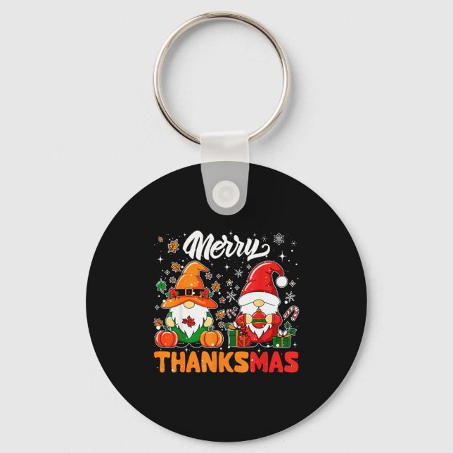 Chaveiro Merry Thanksmas Funny Fall Thanksgiving Santa Gnom (Frente)
