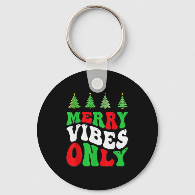 Chaveiro Merry Vibes Only! Christmas Groovy Xmas Tree Holid (Frente)