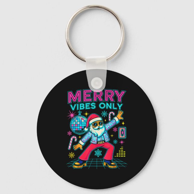 Chaveiro Merry Vibes Only Santa Christmas Disco Retro 70s 8 (Frente)