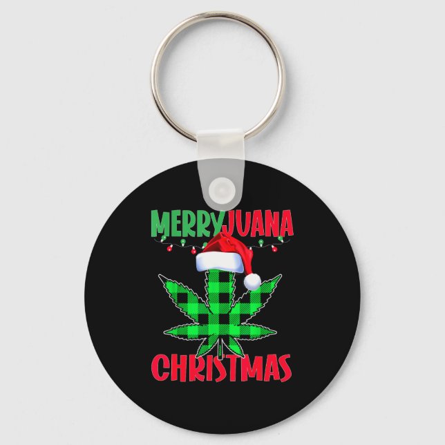 Chaveiro Merryjuana Weed Leaf Funny Christmas Pajama X-mas  (Frente)