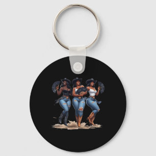 Chaveiro Mês da História Negra Cowgirl Ocidental Afro Mulhe