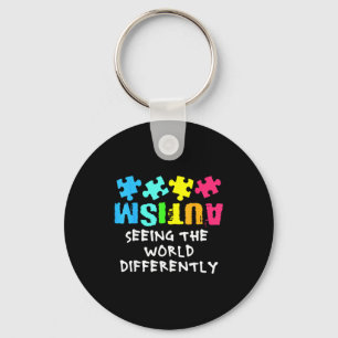 Chaveiro Mês de Conscientização do Autismo Apoio Vendo o Mu