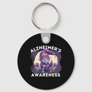 Chaveiro Mês de Conscientização T Heimer Gnome Fitas Roxas
