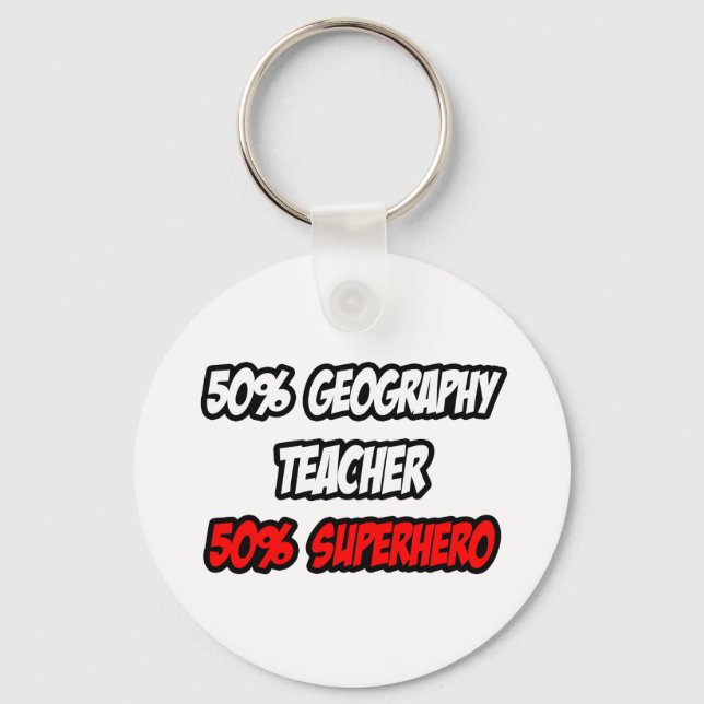 Chaveiro Metade de Professora de Geografia... meio super-he (Frente)
