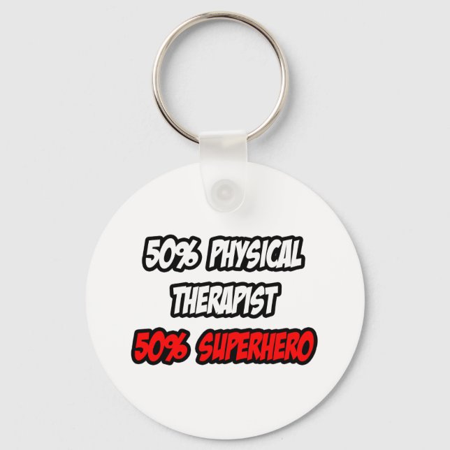 Chaveiro Metade de Terapista Física... Meio Super Herói (Frente)