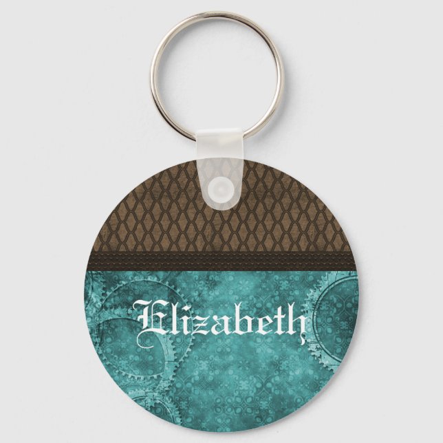 Chaveiro Metal Gear Steampunk Chaveiro, Teal (Frente)