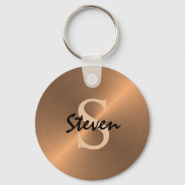 Chaveiro Metálico de Bronze de Monograma de Script Elegante