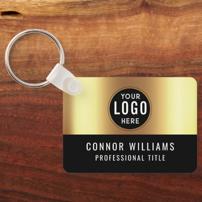 Chaveiro Metallic Gold Black Logo Name (Verso)