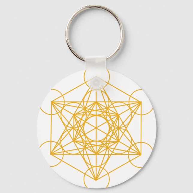 Chaveiro Metatron Cube Dourado (Frente)